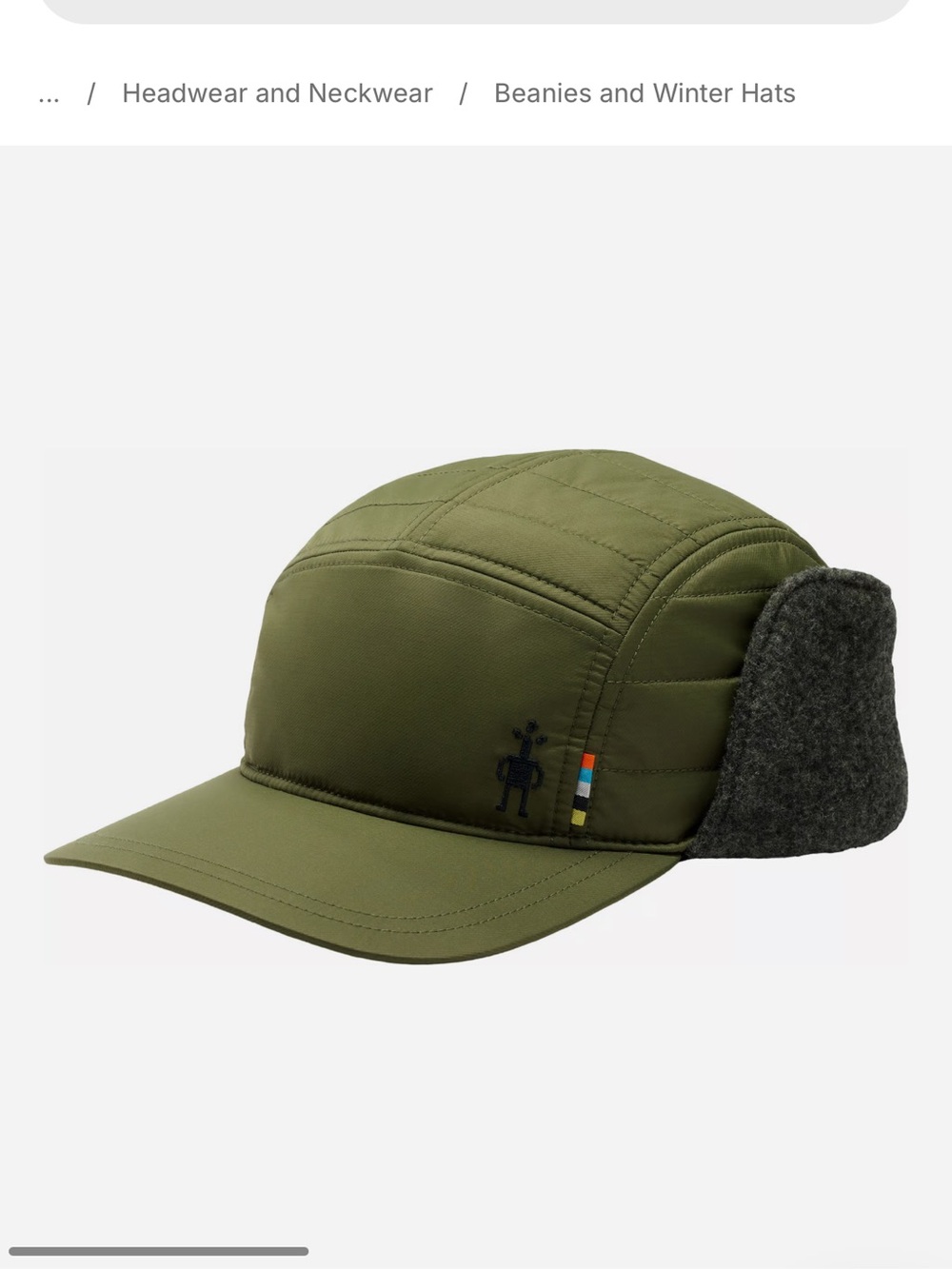 Smartwool Olive Quilted Cap with Dark Gray Wool lining